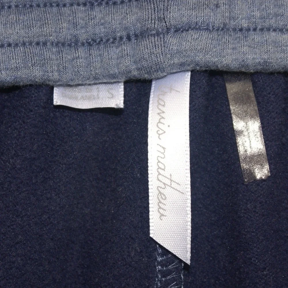 TravisMathew Mens Blue Heathered Fleece Jogger Sweatpants Small Drawstring Cuffs